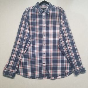Banana Republic Mens XL Slim Fit Button Up Shirt Long Sleeve Blue Plaid Preppy